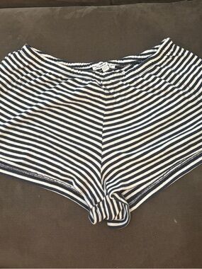 Subdued Navy & White Striped Shorts